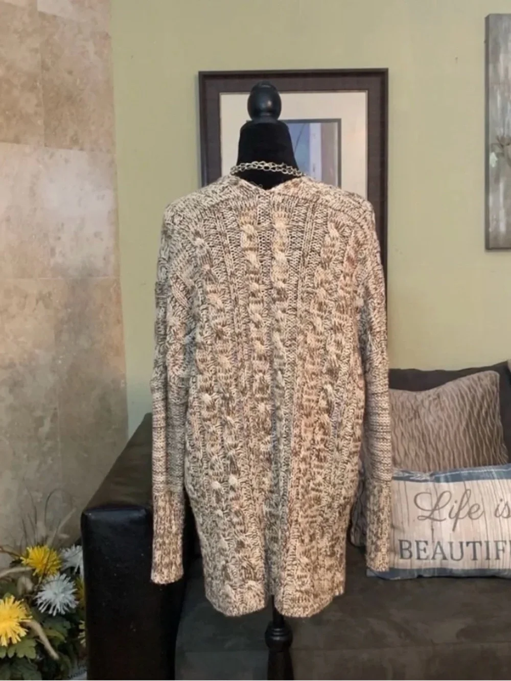NWT Long Sleeve Marled Chunky Knit Oversized Sweater XS/S